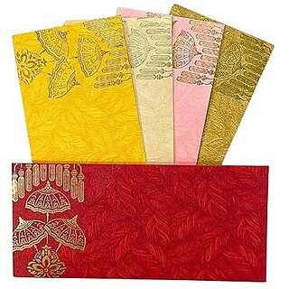                       BIYANKA Creations, Rectangle Shape Metallic Paper Shagun Envelopes - Pack of 50                                              