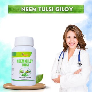                       ANGEL Neem Tulsi Giloy 60 Tablets  Ayurvedic Immunity Booster  Fights Cold, Skin Issues  Detox                                              