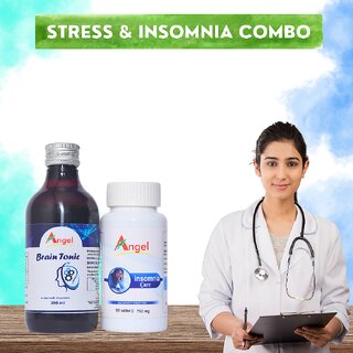                       ANGEL Stress  Insomnia Combo  200ml Brain Tonic + 60 Tablets  With Vach, Ashwagandha  Giloy                                              