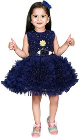Little Mama Baby Girls Midi/Knee Length Party Dress(Blue, Sleeveless)