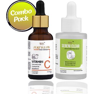 WHITEROSESHINE ZestyGlow Vitamin C (30 ml)  Sereni Clear Salicylic Acid Face Serum (30 ml) Combo for Glowing Skin