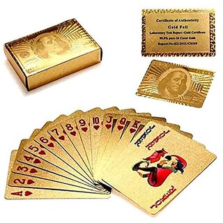                      Gold Plated Poker Playing Card Game Classic PVC Poker Table Cards For AdultsPack Of 54 Cards                                              