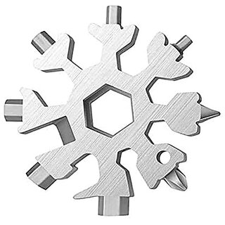                      18-in-1 Snowflake Multi-Tool - Stainless Steel Bottle Opener Flat & Phillips Screwdriver Cycling Wrench Portable Durable Kit for Camping Outdoor Travel & Everyday Use                                              