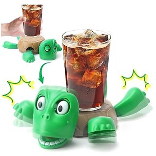                       Turtle Coaster with Funny Expression | Turtle Cup Holder for Cups/Mugs/Wine/Coffee/Waterbottle for Desk Decor Kitchen Office Gift for Men/Women/Kids (1 Green) || No Sound ||                                              