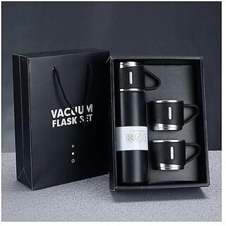                       Vacuum Flask Set with 2 Cups Double Wall Stainless Steel Thermo 500ml Vacuum Insulated Bottle Water Flask Gift Set with 3 Cups Corporate Gifts for Employees Diwali Gift (Random Color)                                              