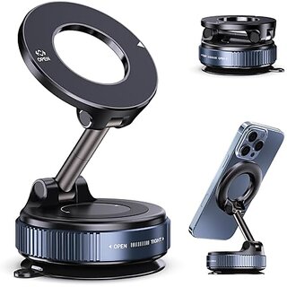                       Magnetic Car Mobile Holder for Dashboard Vacuum Suction Phone Holder Mount Hand Free Magnetic Cell Phone Stand with Strong Grip Shockproof Suction Cup for Car Gym Office Table - Black                                              