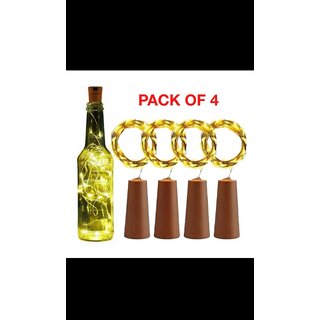                       (Pack of 4) LED Bottle Cork Lights 6m Battery Operated Mini Copper Wire String Decorative Fairy Light DIY Festive Decor                                              