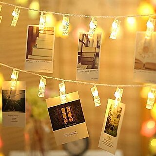                       20 Photo Clip LED String Lights for Photo Hanging Restaurants Home Decoration (Warm White- Battery Powered) Copper                                              
