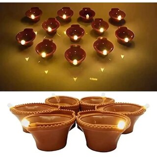                       2 pcs Led Water Sensor Diya for Home, E-Diya, Warm Yellow Lights, Battery Operated Led Diwali Diya for Home D                                              