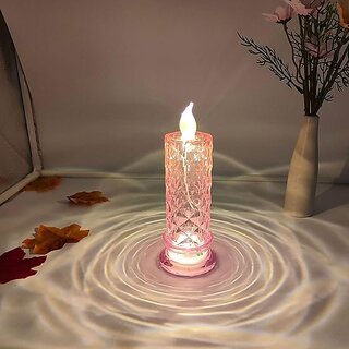                       Pillar Candle, Crystal Flameless Candle for Diwali, Christmas Decorative Lights (Pink)                                              