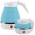 Travel Folding Electric Kettle Fast Boiling Beautiful Design Collapsible Portable 600Ml Boil Dry Protection 100-240V Food Grade Silicone Foldable Kettle (White Blue) - 600 Watt