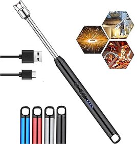Hallstatt Gas Lighter For Kitchen Use C-Type Rechargeable Electric Lighters For Kitchen Cooking Gas Stove BBQ Pooja 360 Flexible Neck Arc USB Plasma Lighter Windproof 400 Uses In Single Charge