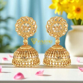 Vivastri Jhumki Alloy Gold Plated Earrings for Women & Girls [VIVA2748ERG]