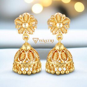 Vivastri Jhumki Alloy Gold Plated Earrings for Women & Girls [VIVA2749ERG]