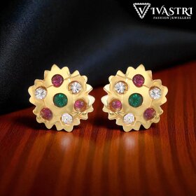 Vivastri Stud Alloy Gold Plated Earrings for Women & Girls [VIVA2769ERG]
