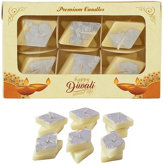                       Tiny Shiny Soya Wax Barfi Candle for Decorative Diwali Decor  Festive Delight pack of 6                                              