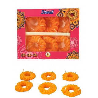                       Tiny Shiny Soya Wax imarti Shape Candle for Decorative Diwali Decor  Festive Gifting and Home Decoration pack of 6                                              