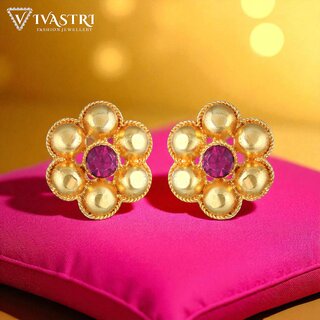                       Vivastri Stud Alloy Gold Plated Earrings for Women & Girls [VIVA2765ERG]                                              