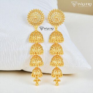                       Vivastri Top Trending Alloy Gold Plated Jhumki Earrings for Women & Girls [VIVA2440ERG]                                              