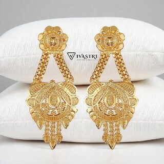                       Vivastri Latest Fancy Alloy Gold Plated Drop Earrings for Women & Girls [VIVA2459ERG]                                              