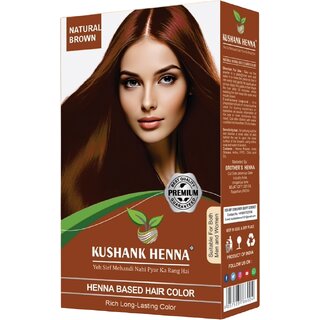                       KUSHANK HENNA Natural Brown Hair Color - Premium Henna-Based Dye                                              