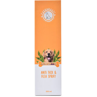 PUPPARAAZI Natural Anti Tick  Flea Spray for Dogs with Neem  Aloe Vera 200 ML Parasite Repellent for All Breeds  Ages