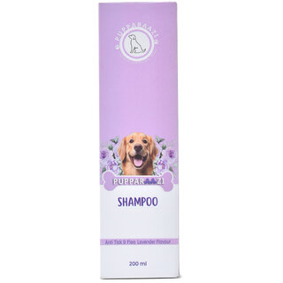 PUPPARAAZI Lavender Anti Tick Flea Dog Shampoo 200 ML Herbal Pet Wash with Neem Aloe Vera PUPPARAAZI Lavender Anti Tick Flea Dog Shampoo 200 ML Herbal Pet Wash with Neem Aloe Vera