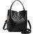 Luxury Black Croco Print Bucket Bag - Stylish Handbag with Elegant Design for All Occasions, Versatile Carrying Options, and Timeless Fashion Statement