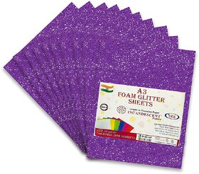 Premium Foam Glitter Sheets A3 Size  2mm Thick, 10 Sheets Multi-Color Sparkle Foam Paper