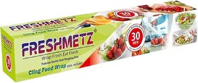 FRESHMETZ 30 Mtr Cling Film Wrap Biodegradable BPA Free Multipurpose Food Wrapping Cling Non-Stick (Pack of 1)