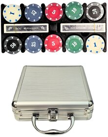 Silver Case Poker Set  100 Casino Chips, 2 Card Decks  5 Dice, Premium Gaming Set for Home  Parties