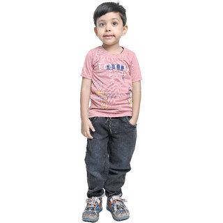                       Kid Kupboard Cotton Boys T-Shirt, Peach, Half-Sleeves, 5-6 Years KIDS7867                                              