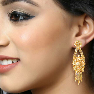                       Vivastri Beautiful Gold Plated Drop and Dangler Earring for Women and Girls [VIVA2718ERG]                                              