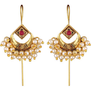                       Vivastri Pearl Drop Cuff Earring for Women and Girls [VIVA2745ERG-RED]                                              