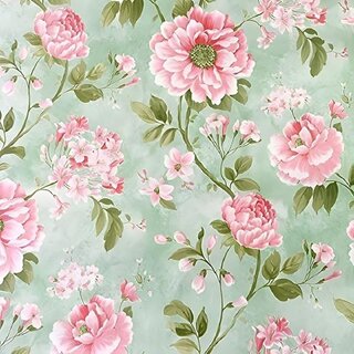                       Tiny Shiny Pink Flower with Leaves Pattern Wallpaper For Wall Home Decoration                                              