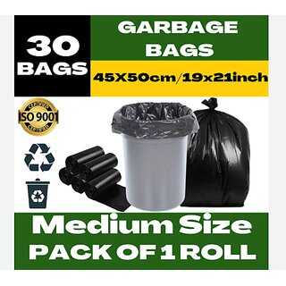                       Garbage Bags 30 Pcs, Pack of 1 Rolls  19x21 Inch  Dustbin Bags,Trash Bags,Dustbin Covers for daily Wet and Dry Waste                                              