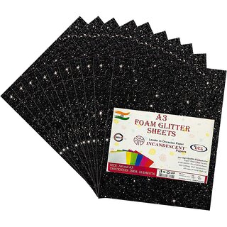                       Premium Foam Glitter Sheets A3 Size  2mm Thick, 10 Sheets Multi-Color Sparkle Foam Paper                                              