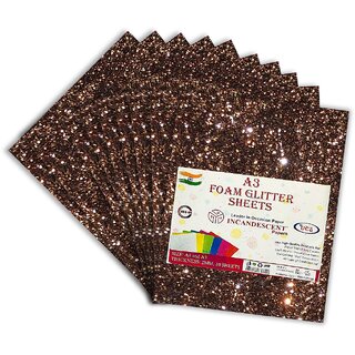 Premium Foam Glitter Sheets A3 Size 2mm Thick, 10 Sheets Multi-Color Sparkle Foam Paper Premium Foam Glitter Sheets A3 Size 2mm Thick, 10 Sheets Multi-Color Sparkle Foam Paper
