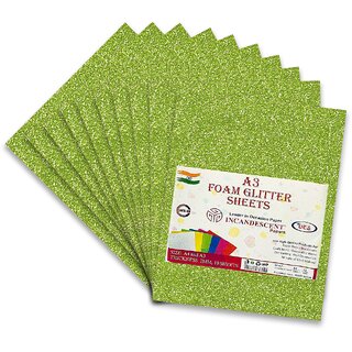                       Premium Foam Glitter Sheets A3 Size  2mm Thick, 10 Sheets Multi-Color Sparkle Foam Paper                                              