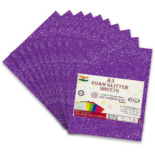                       Premium Foam Glitter Sheets A3 Size  2mm Thick, 10 Sheets Multi-Color Sparkle Foam Paper                                              
