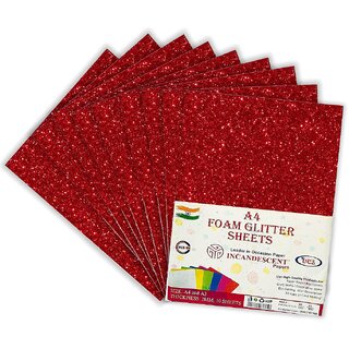 Premium Foam Glitter Sheets A4 Size 2mm Thick, 10 Sheets Multi-Color Sparkle Foam Paper DIY Craft Sheets for School Premium Foam Glitter Sheets A4 Size 2mm Thick, 10 Sheets Multi-Color Sparkle Foam Paper DIY Craft Sheets for School