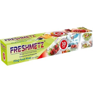 FRESHMETZ 30 Mtr Cling Film Wrap Biodegradable BPA Free Multipurpose Food Wrapping Cling Non-Stick (Pack of 1) FRESHMETZ 30 Mtr Cling Film Wrap Biodegradable BPA Free Multipurpose Food Wrapping Cling Non-Stick (Pack of 1)