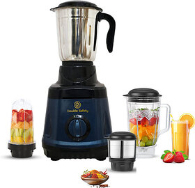 Double Safety The Royal Series Mixer Grinder 750 W Mixer Grinder(750 Watts Mixer grinder | 4 Jars | Blue)