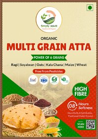 Simply Jaivik Multi Grain Atta  Natural  Nutritious Flour  High Fiber, Protein-Rich, Stone-Ground Flour (5kg)