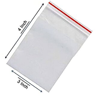                      Transparent Plastic Zip Lock Packing Storage Pouch Bags - 3x4 Inch  Pack of 100                                              