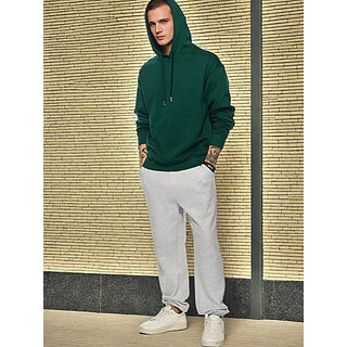                       PrintCultr Green Men Full Sleeve Solid Hooded Sweatshirt                                              