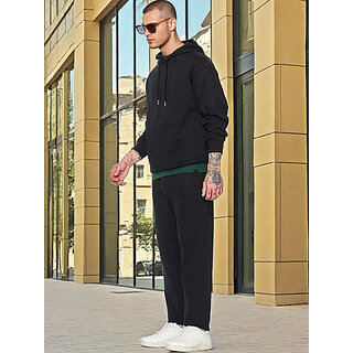                       PrintCultr Black Men Full Sleeve Solid Hooded Sweatshirt                                              