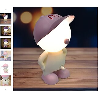                       Cute Lovely Cartoon Design LED Desk Night Light With Plastic Head Cap (1 Pc)                                              