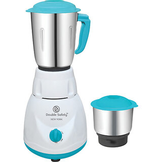                      Double Safety New York 500 W Mixer Grinder(New York | 2 Jars | Green & White)                                              