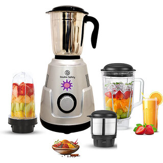                       Double Safety Royal Mixer Grinder 750 Watts 750 W Mixer Grinder(Boston Heavy Duty Mixer Grinder | 4 Jars | Silver)                                              